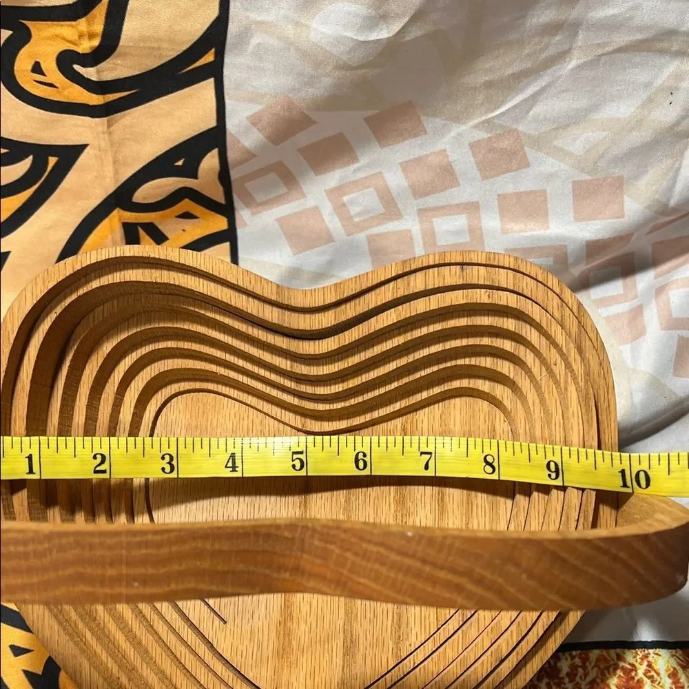 Heart-Shaped Wooden Basket - Signed by John Heim 1994